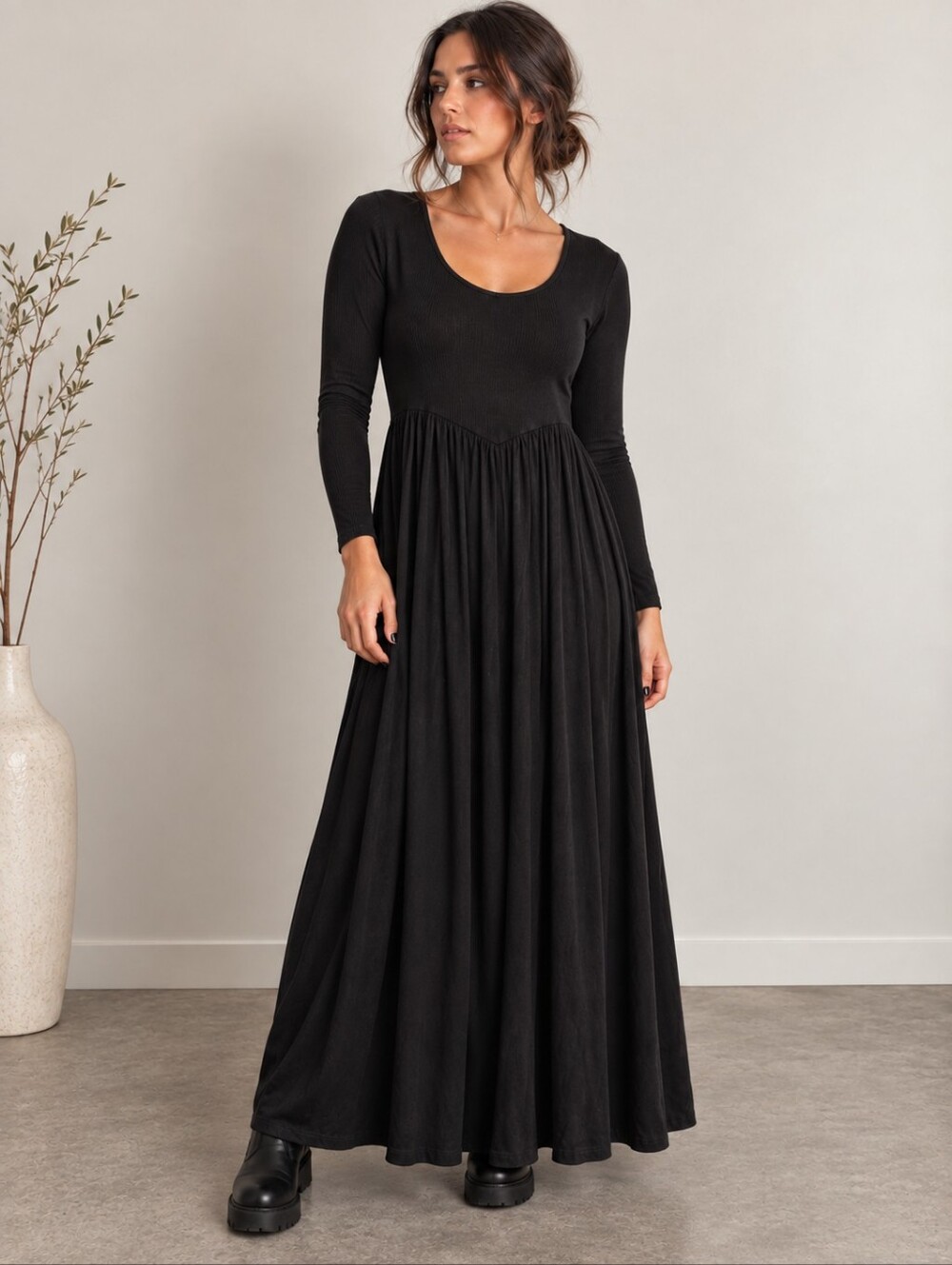 Classic Black Long Sleeve Dress LARGE